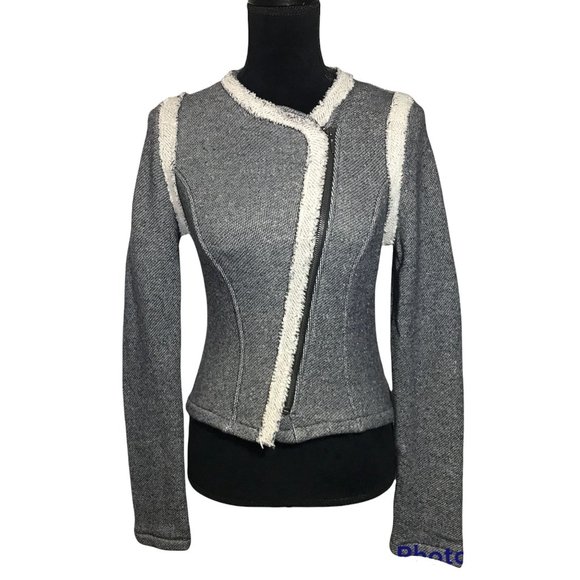 Gap Designed and Crafted Zip Moto Fitted Jacket in  Blue Gray/White - Size XS - Picture 1 of 8